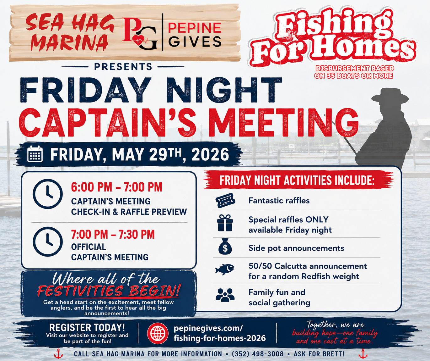 Fishing For Homes Friday Night Captain's Meeting graphic