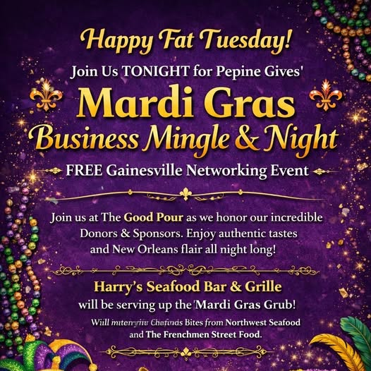 Happy Fat Tuesday Mardi Gras Business Mingle and Night flyer